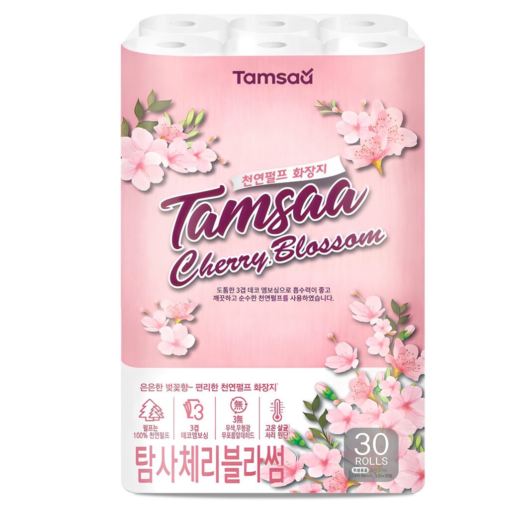 탐사 체리블라썸 천연펄프 3겹 롤화장지 리뷰